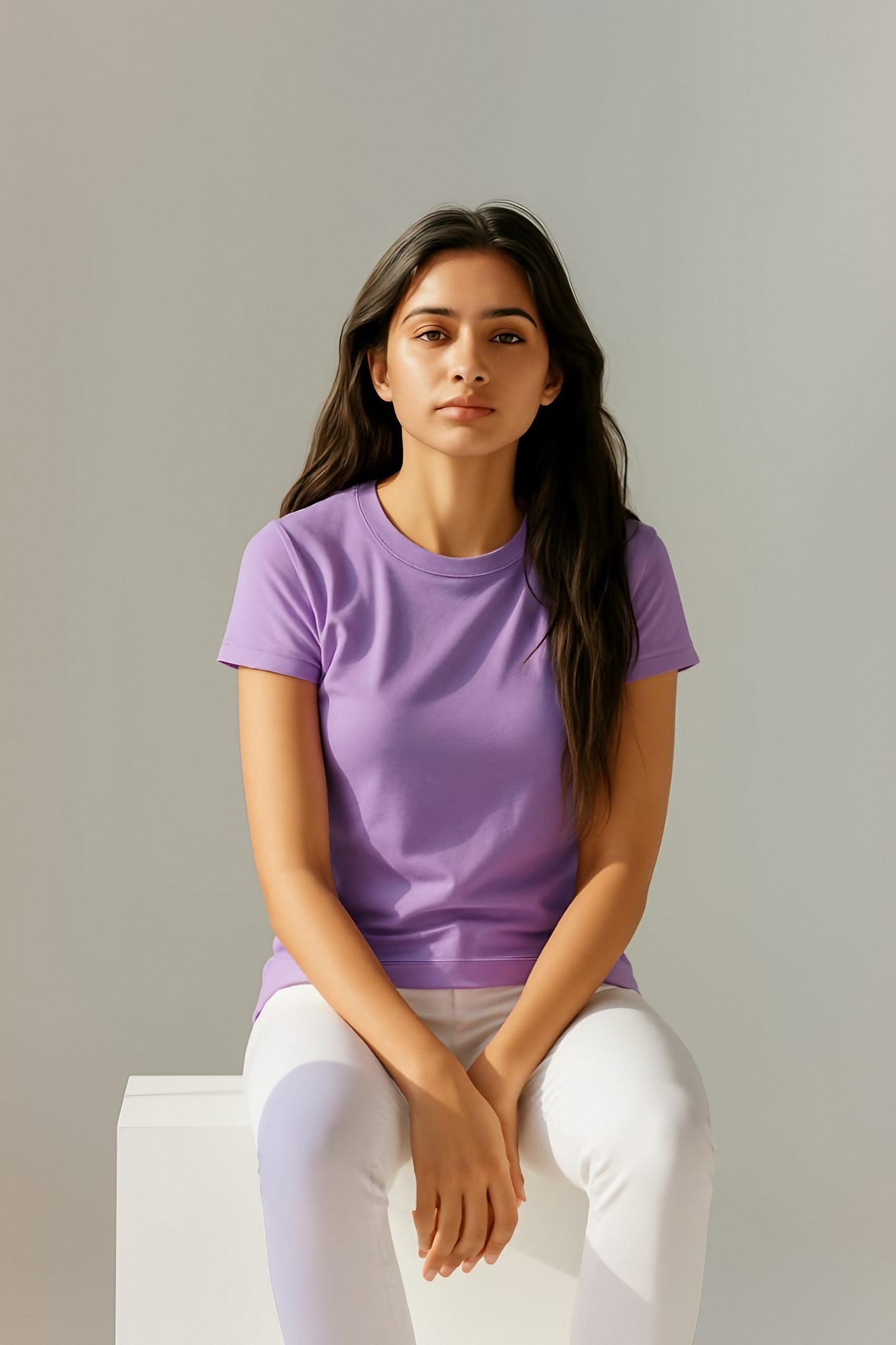 Unisex Regular Lavender Colour T-Shirt